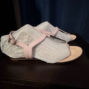Calvin Klein Light Pink Thong Sandals with Metallic Accent
